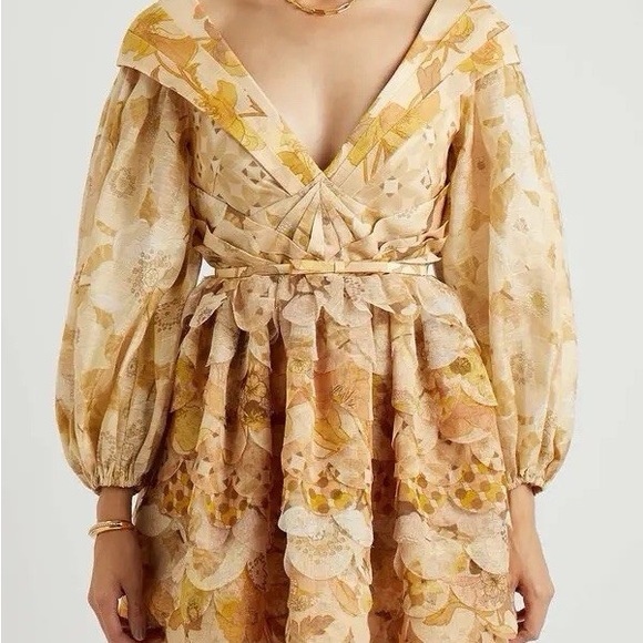 Zimmermann Dresses & Skirts - Zimmermann Floral Tempo Cream and Yellow Floral Lace Mini Dress